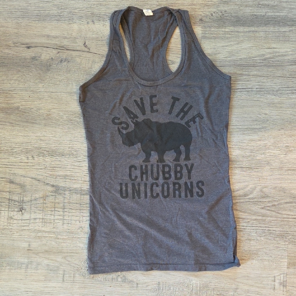 Gray Tank Top with Rhino Print